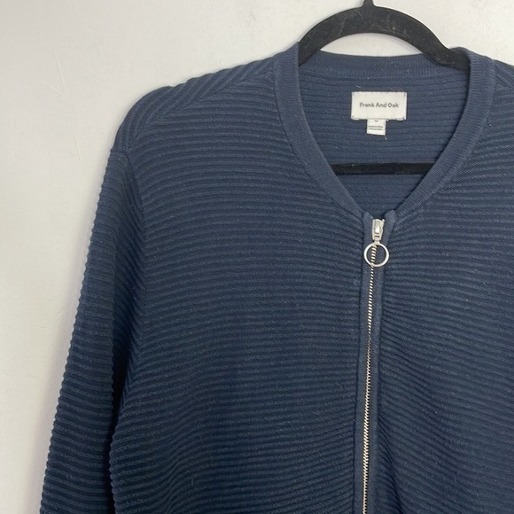 Frank and Oak ribbed navy o ring zipper jacket - Picture 6 of 7